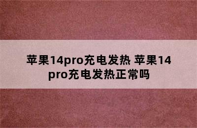 苹果14pro充电发热 苹果14pro充电发热正常吗